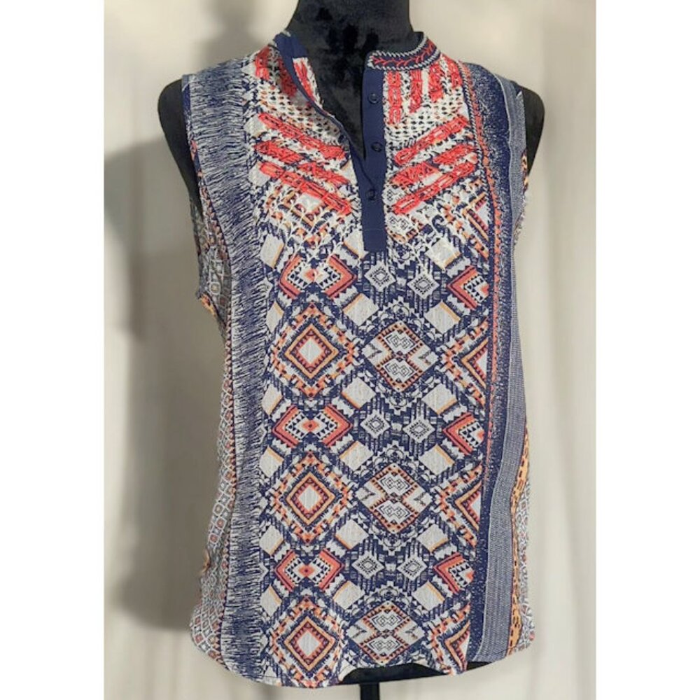 cb Established 1962 Sleeveless Top, Blue Orange, Size Small